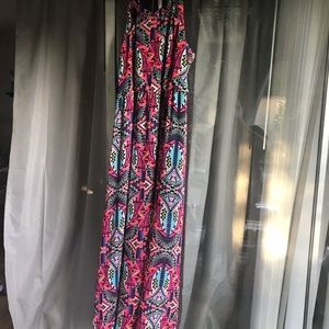 Neon geometric maxi dress